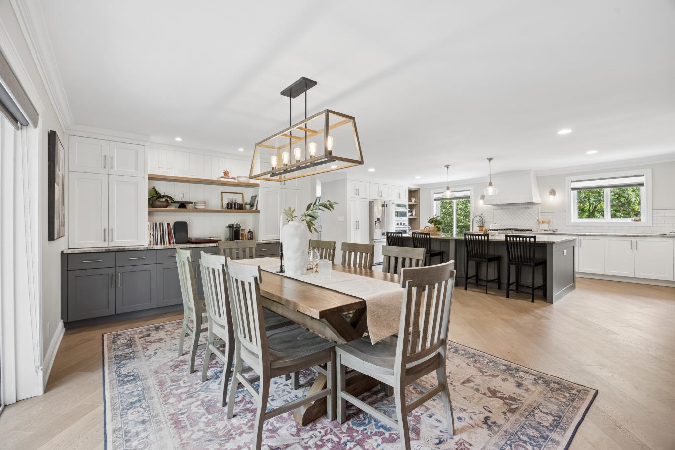 Dining room overlooking the open kitchen at 30 Potters Lane for sale in Clarington