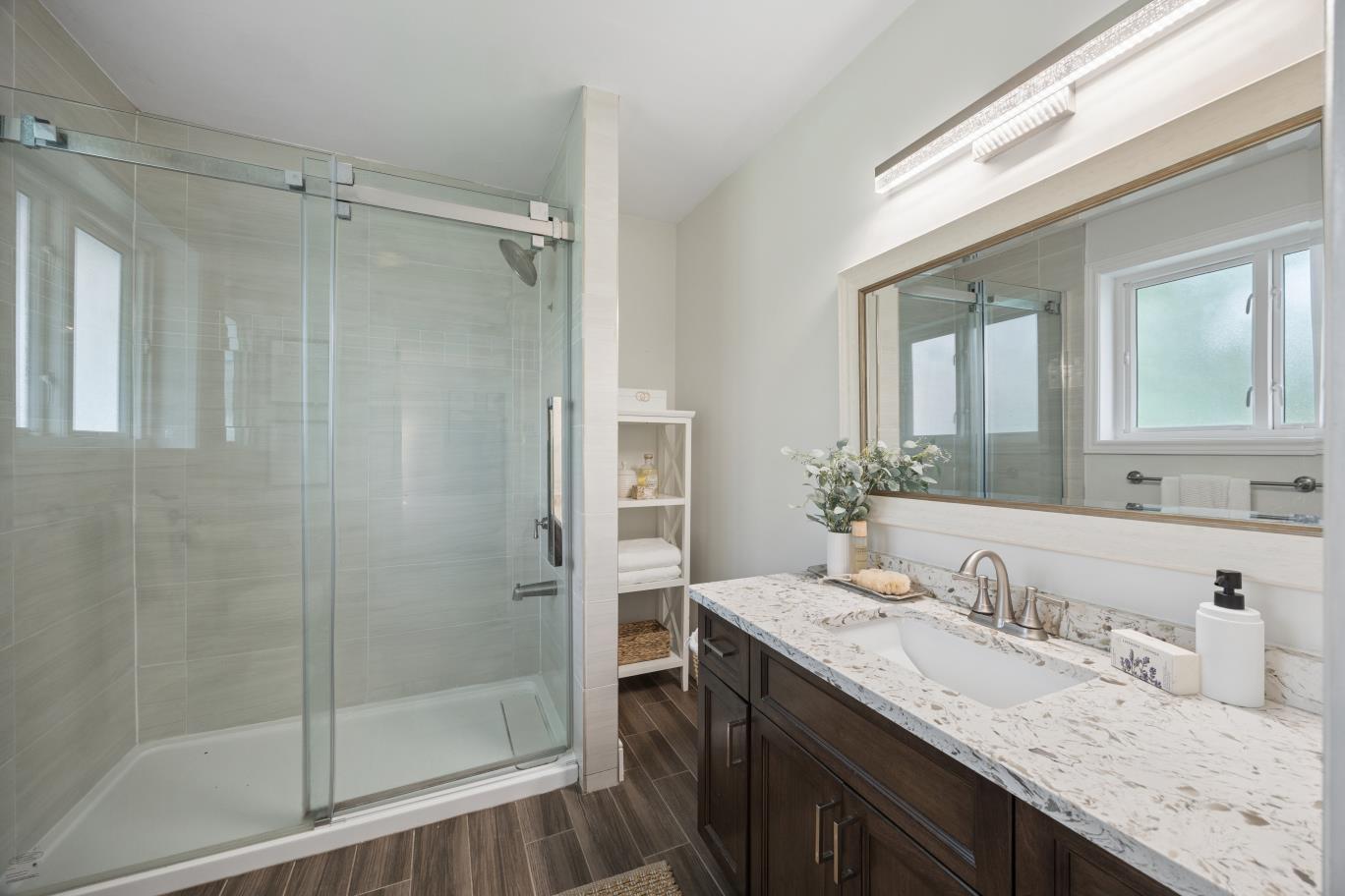 Primary 3-piece ensuite with walk-in shower at 30 Potters Lane, Clarington