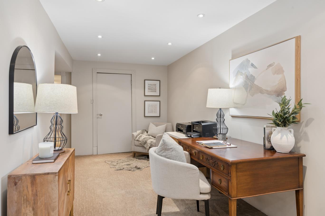 Finished basement home office workspace at 30 Potters Lane, Clarington